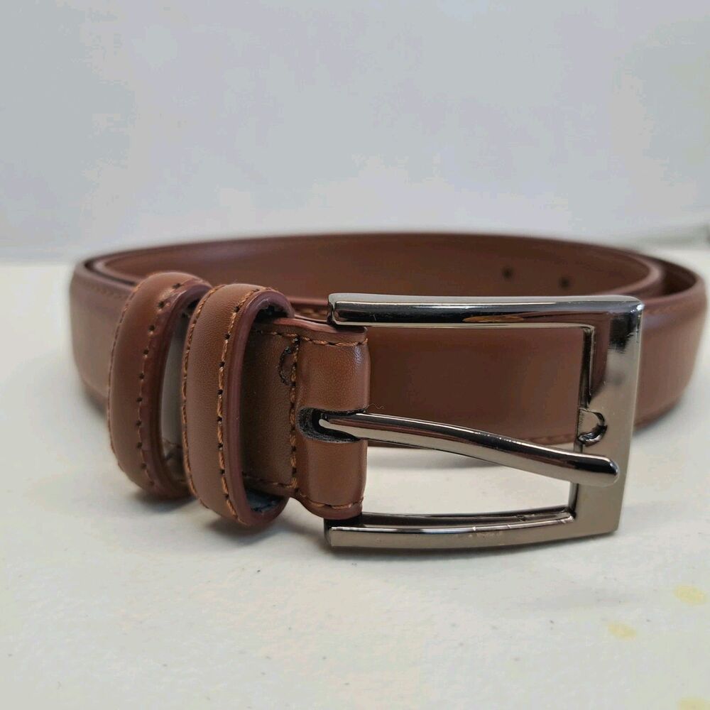 MIO MARINO Tan 34" Classy Prong Buckle Belt Genuine Leather